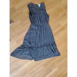Nicole Miller Peplum Style Midi Dress SZ 8 Semi Sheer Top Lagenlook Rockabilly